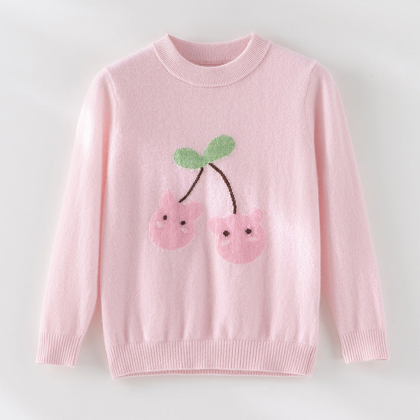 Damen Feinstrick-Pullover mit verspieltem Kirschen-Motiv und Rundhalsausschnitt Nord Taschen