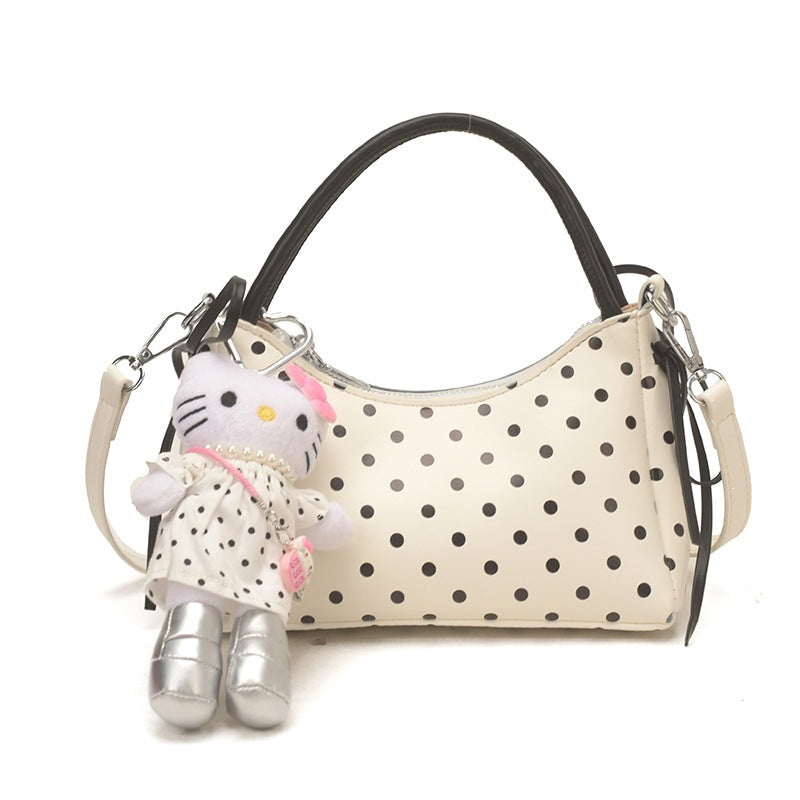 Damen Hobo-Tasche mit verspieltem Punktmuster und charmantem Anhänger Nord Taschen