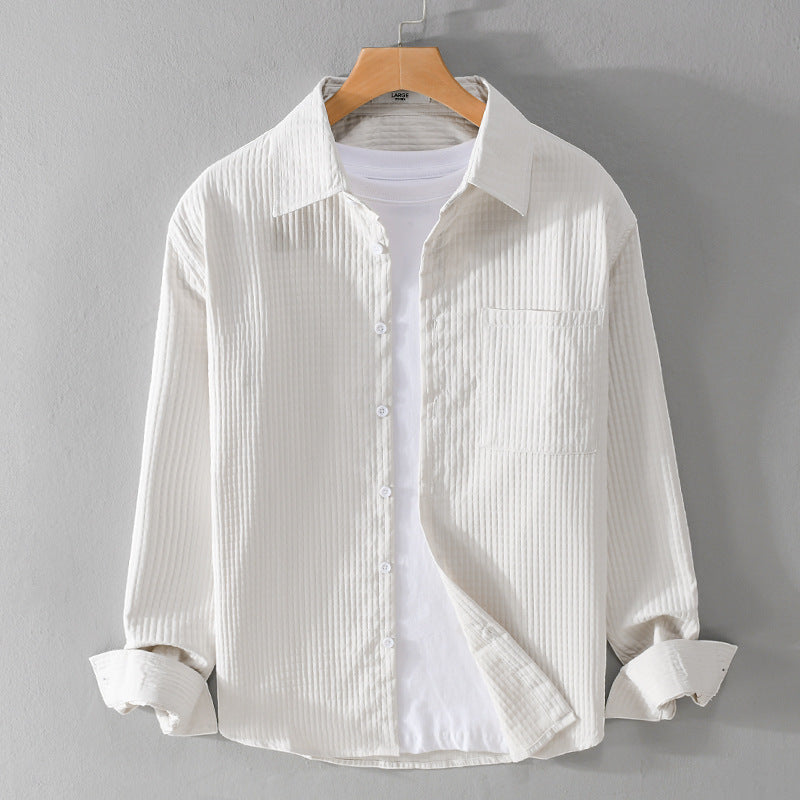 Herren Texturiertes Waffelstruktur-Overshirt mit Brusttasche und legerer Passform Nord Taschen