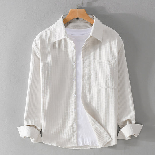 Herren Texturiertes Waffelstruktur-Overshirt mit Brusttasche und legerer Passform Nord Taschen