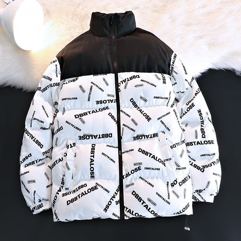 Unisex Gepolsterte Steppjacke mit Allover‑Logoprint, hohem Stehkragen & verstellbarem Saum Nord Taschen