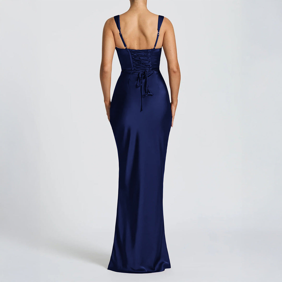 Damen Maxikleid mit elegantem Quadrat-Ausschnitt und figurformendem Design