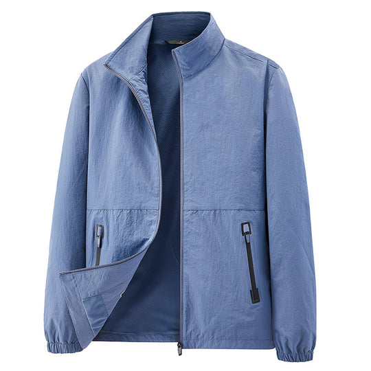 Herren Minimalistische Funktionsjacke mit Stehkragen, atmungsaktivem Meshfutter und wasserabweisenden Reißverschlüssen Nord Taschen