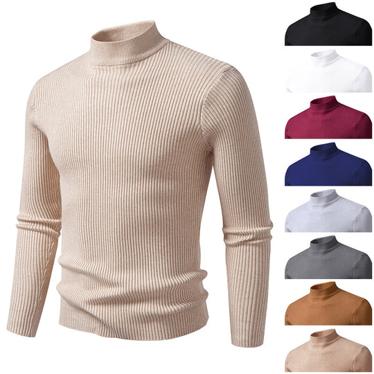 Herren Rippstrick-Mockneck-Pullover schmaler Schnitt thermischer Feinstrick Nord Taschen