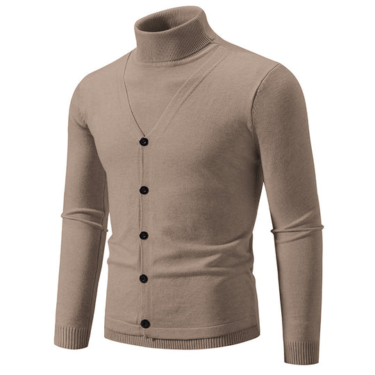 Herren Feiner Rollkragenpullover mit dekorativer Knopfleiste und schmaler Silhouette Nord Taschen