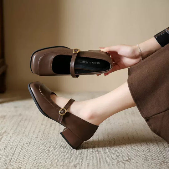 Damen Elegante Mary Janes mit modischem Riemen und komfortablem Blockabsatz