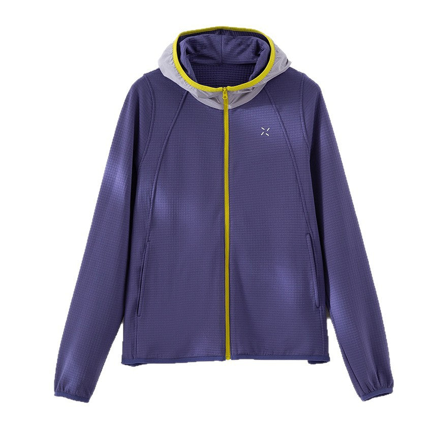 Damen Leichte Kapuzen-Trainingsjacke aus strukturiertem Funktionsjersey mit durchgehendem Reißverschluss Nord Taschen