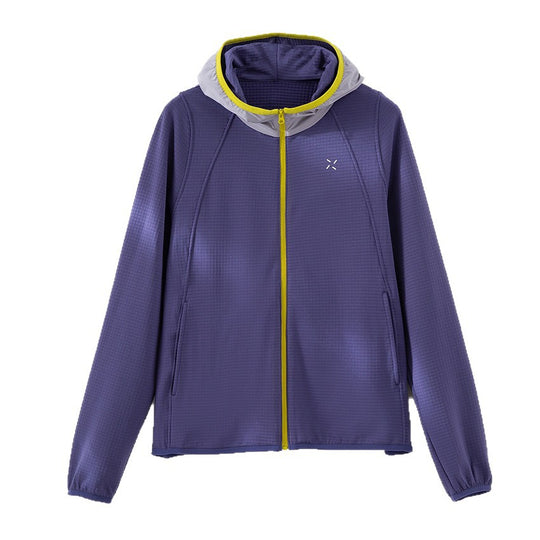 Damen Leichte Kapuzen-Trainingsjacke aus strukturiertem Funktionsjersey mit durchgehendem Reißverschluss Nord Taschen