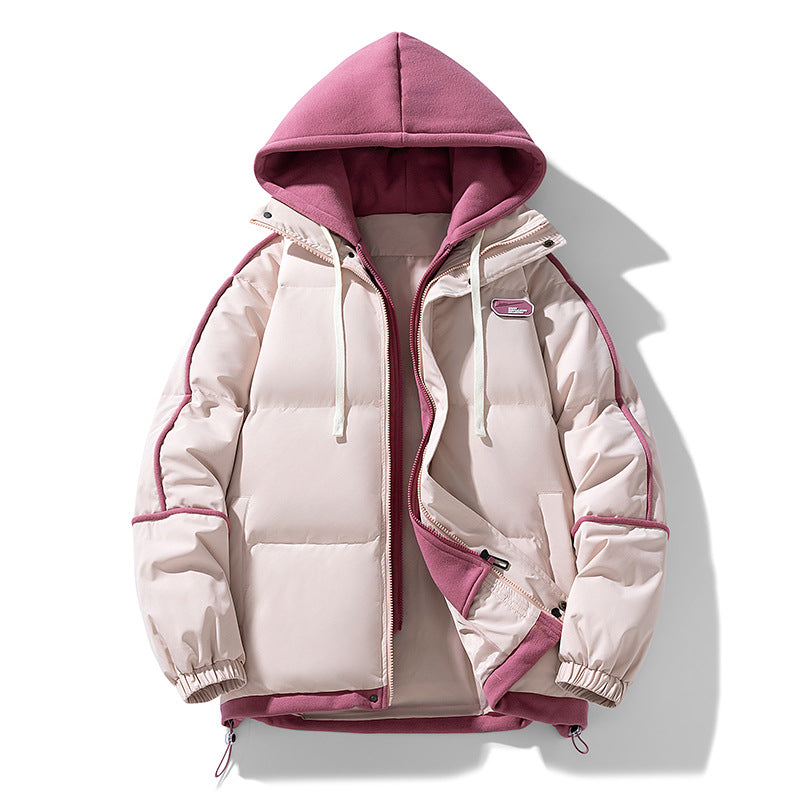 Damen Kurz geschnittene Steppjacke mit kontrastierender Fleece‑Kapuze und Kordelzug Nord Taschen