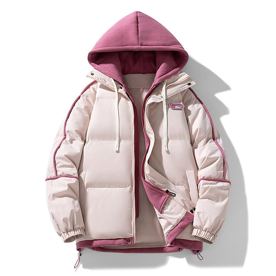 Damen Kurz geschnittene Steppjacke mit kontrastierender Fleece‑Kapuze und Kordelzug Nord Taschen