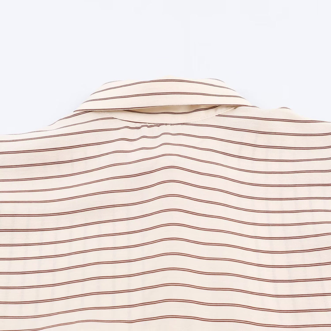 Damen Oversize-Hemdbluse mit Streifenmuster, verlängerten Manschetten und verdeckter Knopfleiste Nord Taschen