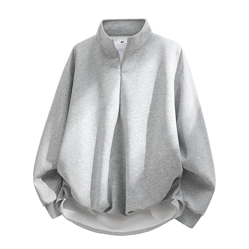 Unisex Oversize-Sweatshirt mit Stehkragen, Halbreißverschluss und ballonförmigem Saum Nord Taschen