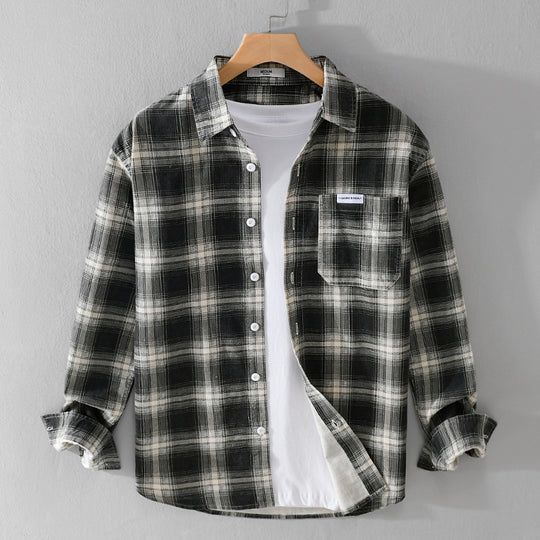 Herren Kariertes Flanellhemd im Overshirt‑Stil mit Brusttasche und Relaxed‑Fit Nord Taschen