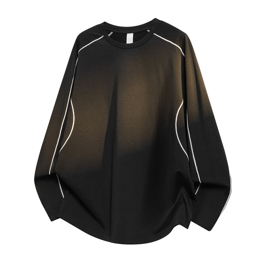 Damen Oversize-Langarmshirt aus Waffel‑ und Jersey‑Mix mit kontrastierenden Flatlocknähten Nord Taschen