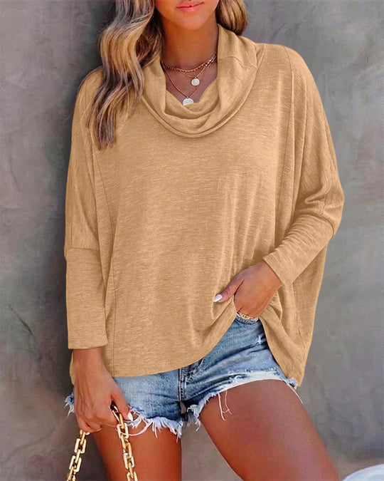 Damen Lässiges Oberteil mit cowl Neck Nord Taschen