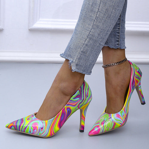 Damen High Heels mit buntem Marmor-Design und elegantem Stiletto Nord Taschen