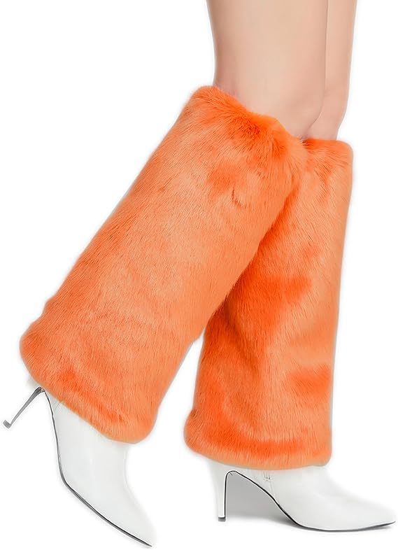 Damen lange Kunstfell‑Beinwärmer mit Shaggy‑Optik und elastischem Bund Nord Taschen