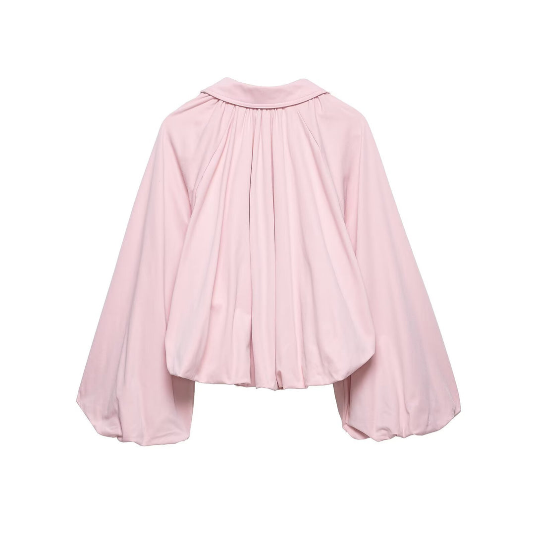 Damen Kurz geschnittene Blousonjacke mit weitem Ballonärmel, Reißverschluss und elastischem Saum Nord Taschen