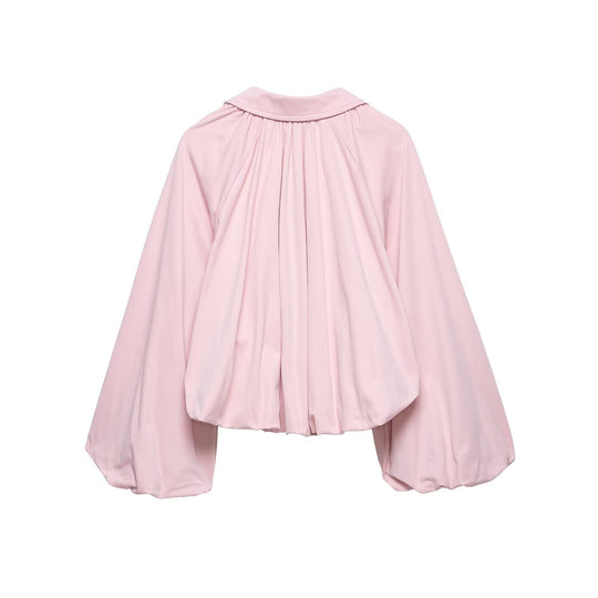 Damen Kurz geschnittene Blousonjacke mit weitem Ballonärmel, Reißverschluss und elastischem Saum Nord Taschen