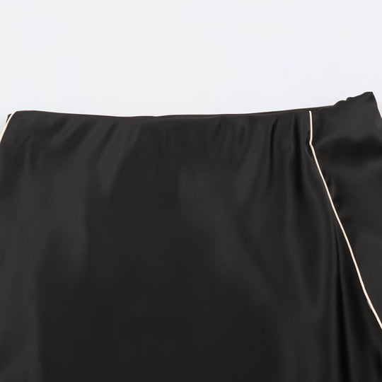 Damen Satin-Midirock mit seitlichem Paspelband und A-Linien-Schnitt Nord Taschen