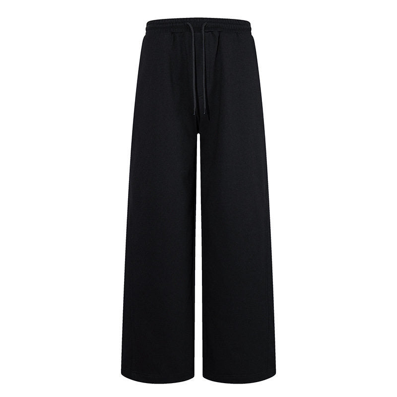 Damen Extraweite Baumwoll-Palazzo-Sweathose mit hohem Komfortbund, Tunnelzug und geradem Bein Nord Taschen