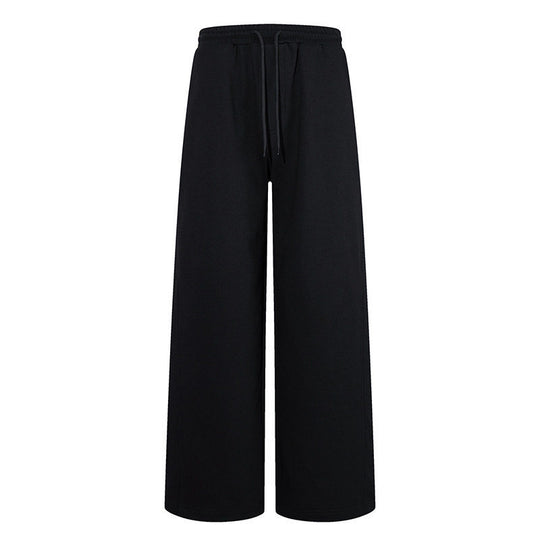 Damen Extraweite Baumwoll-Palazzo-Sweathose mit hohem Komfortbund, Tunnelzug und geradem Bein Nord Taschen
