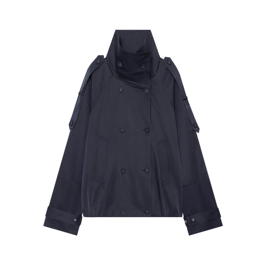 Damen Kurz-Cape-Trench mit hohem Funnelkragen und verstellbaren Ärmelriemen Nord Taschen