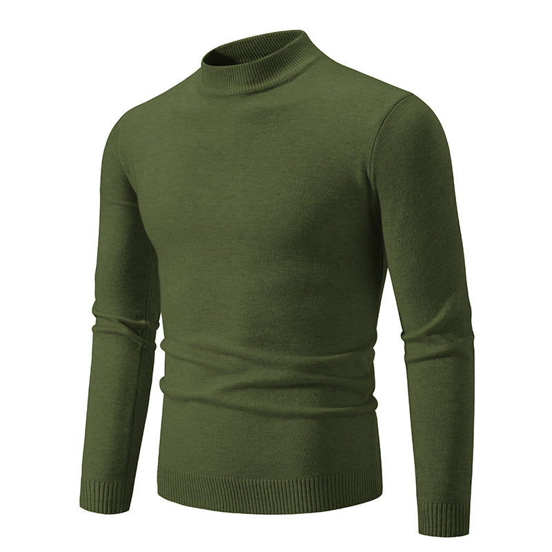 Herren Schmal geschnittener Feinstrick‑Mockneck‑Pullover mit geripptem Kragen und Saum Nord Taschen