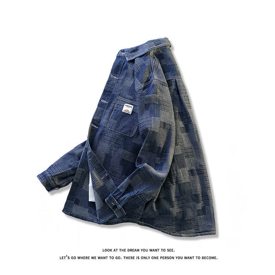Herren Strukturierte Overshirt‑Hemdjacke aus Cord mit aufgesetzter Brusttasche Nord Taschen