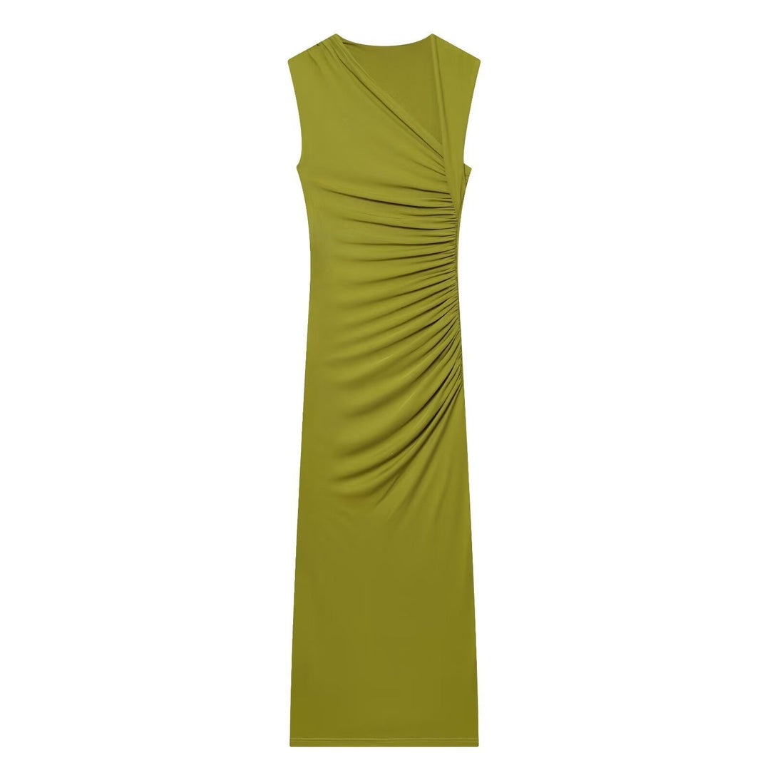 Damen ärmelloses Maxikleid mit raffinierten Rüschendetails und elegantem Schnitt