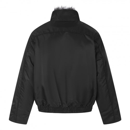 Herren Kurzjacke im Retro-Pufferstil mit hochschließendem Kunstfellkragen und dekorativer Wellensteppung Nord Taschen