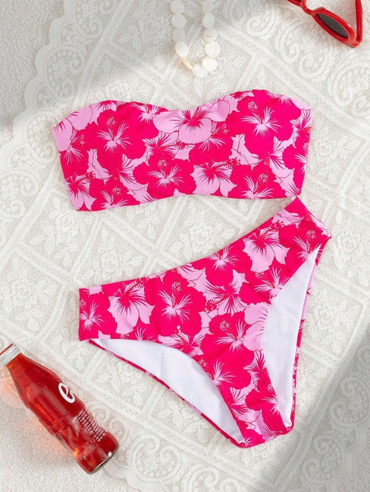 Damen Bandeau-Bikini mit elegantem Muster Nord Taschen