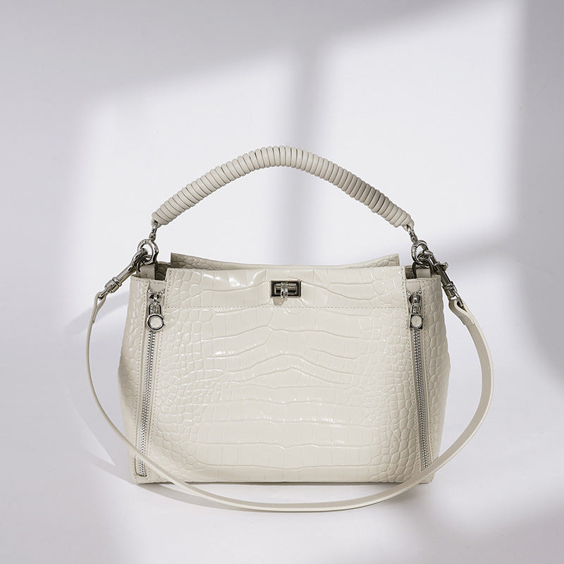 Damen Handtasche mit strukturiertem Krokodilleder und abnehmbaren Schulterriemen Nord Taschen