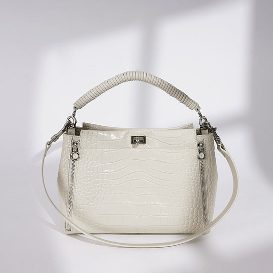 Damen Handtasche mit strukturiertem Krokodilleder und abnehmbaren Schulterriemen Nord Taschen