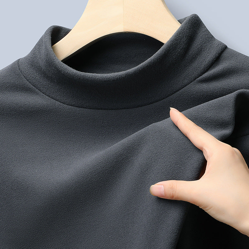Damen Feines Stretch-Mockneck-Langarmshirt mit engem Stehkragen Nord Taschen