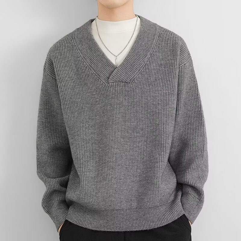 Herren Grobstrick-Pullover mit V-Ausschnitt Nord Taschen