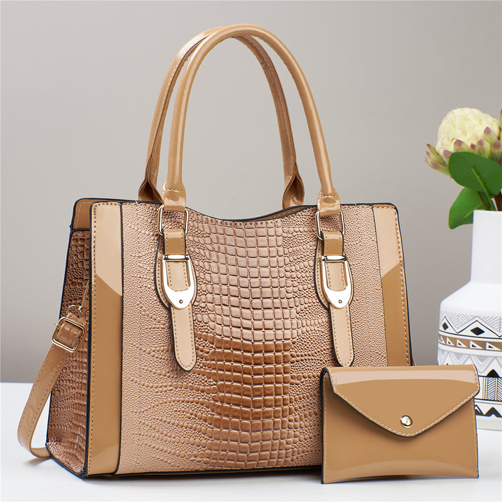 Damen elegante Handtasche mit Kroko-Prägung und abnehmbarer Clutch Nord Taschen