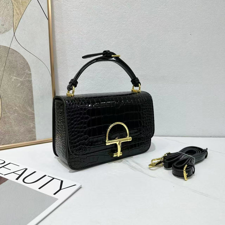 Damen elegante Lederhandtasche mit edlem Krokodilleder-Look Nord Taschen