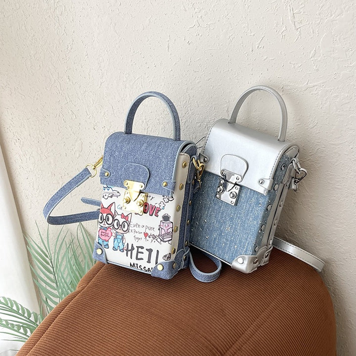Damen Mini Bag mit Metallic-Oberfläche und Jeans-Akzenten Nord Taschen