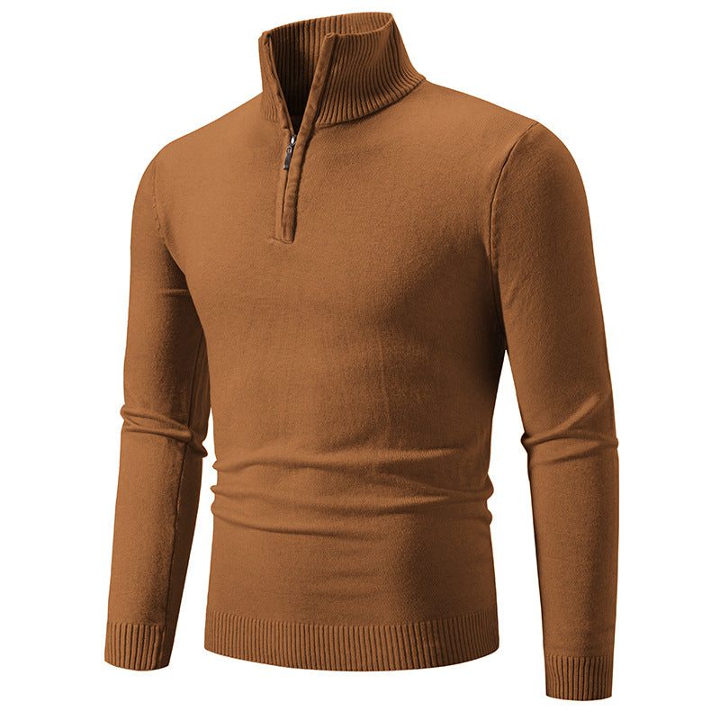 Herren Slim-Fit Halbzip-Mockneck Feinstrickpullover mit geripptem Kragen Nord Taschen