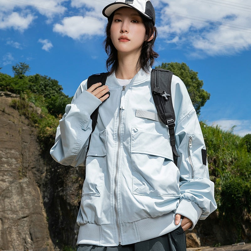 Damen Oversize Multifunktionale Field-Bomberjacke mit Cargo-Taschen & gerippten Bündchen Nord Taschen