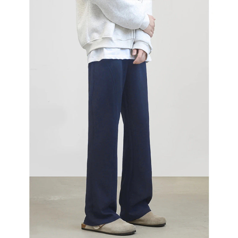 Herren Locker geschnittene Fleece-Loungehose mit weitem Bein, Tunnelzug und Ziernähten Nord Taschen