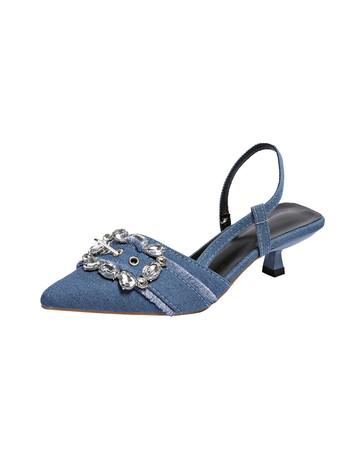 Damen Slingback-Pumps mit eleganter Strass-Schnalle