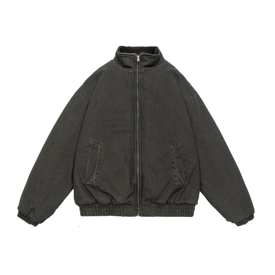 Herren Gefütterte weit geschnittene Winterjacke mit Sherpa-Futter und Stehkragen Nord Taschen
