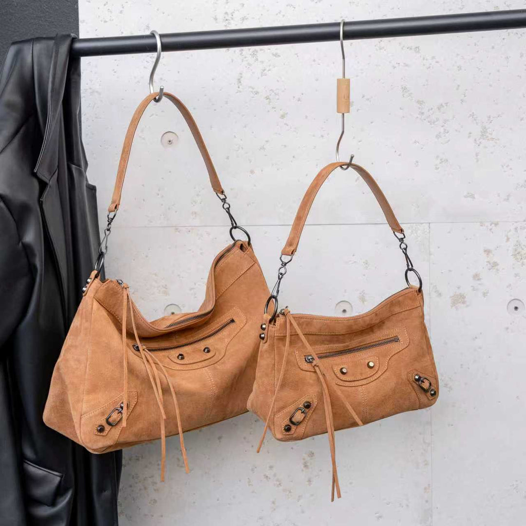 Damen hochwertige Wildlederhandtasche mit raffinierten Fransen Nord Taschen