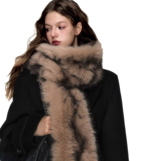 Damen Luxuriöse lange Kunstpelzstola mit Musteroptik und voluminöser Struktur Nord Taschen
