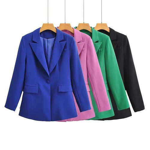 Damen Figurschmeichelnder Ein-Knopf-Blazer im modernen Oversize‑Cut mit Reverskragen und Pattentaschen Nord Taschen