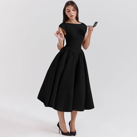 Damen Midi-Kleid mit elegantem A-Linien Schnitt und schickem Quadrat-Ausschnitt