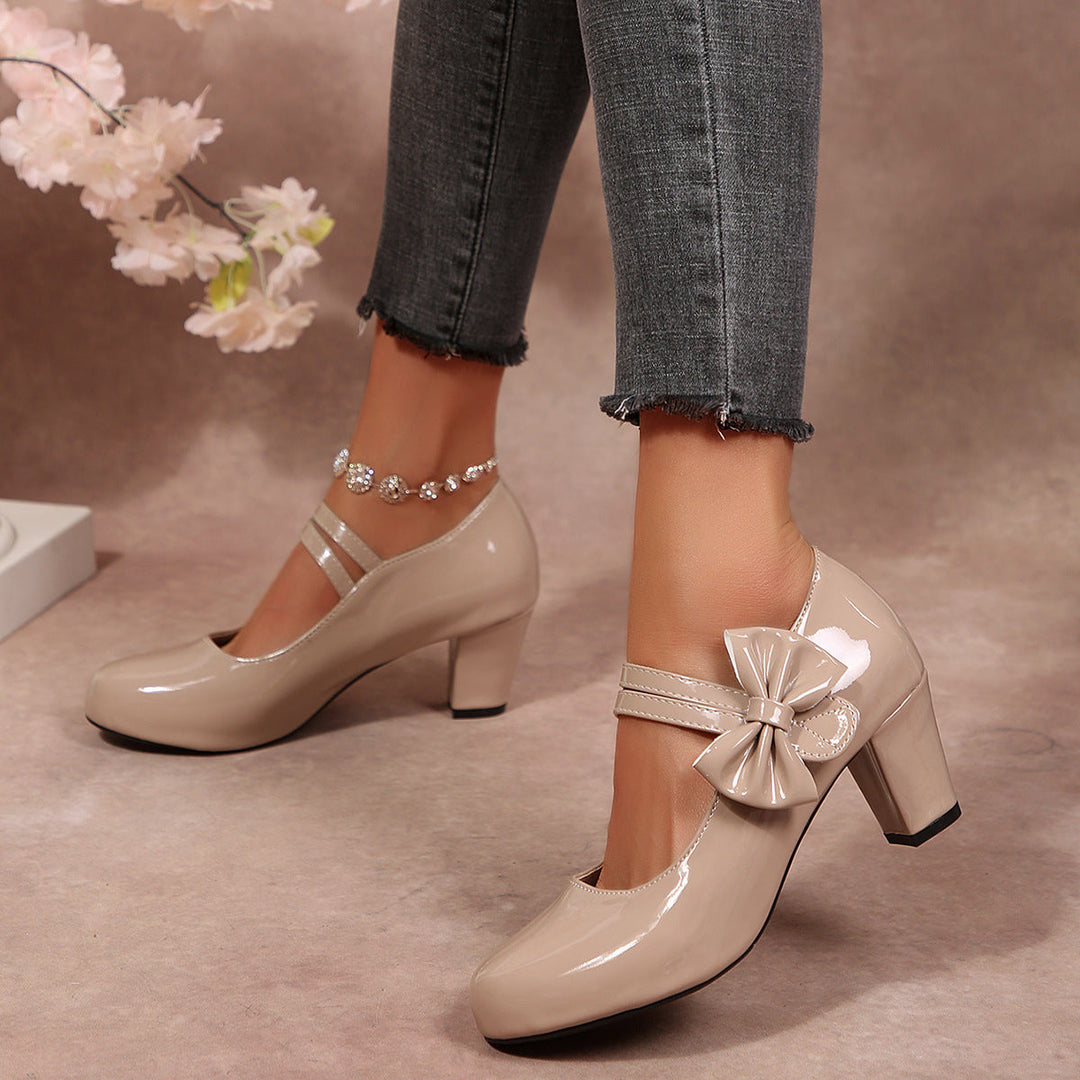 Damen elegante Lack-Pumps mit Schleifenverzierung Nord Taschen