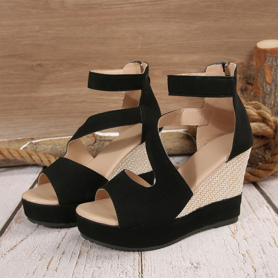 Damen Keil-Sandalen mit atmungsaktiven Riemen und rutschfester Sohle